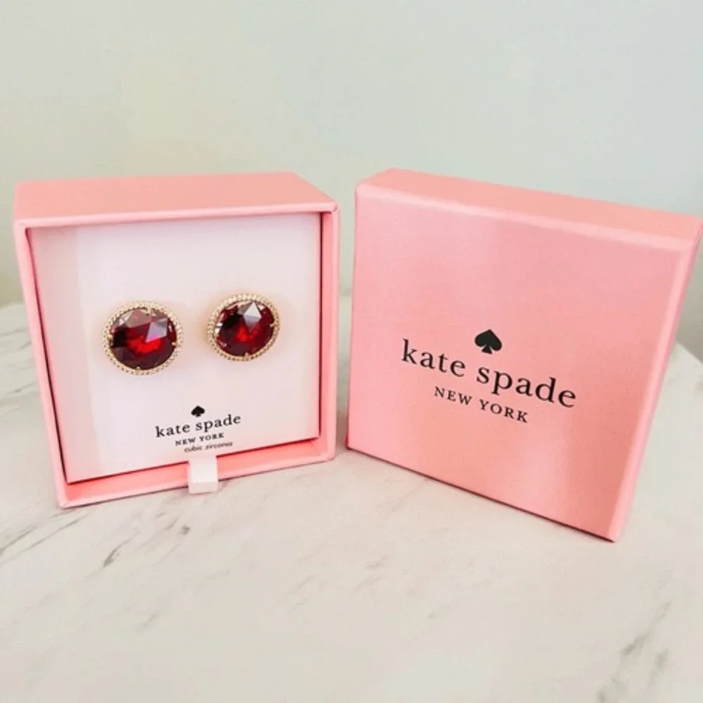 KATE SPADE NEW YORK she has spark halo studs earrings, Fuchsia/Purple,‎ NWT - Picture 8 of 12